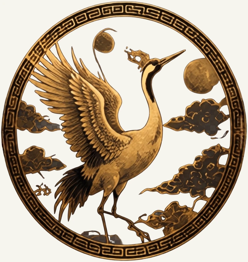 Emblema del Módulo Grulla — grulla dorada